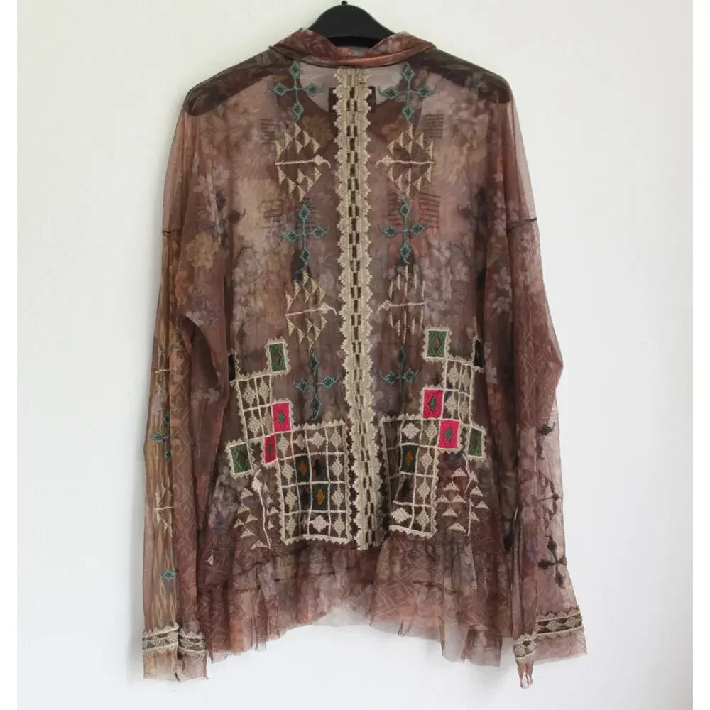 JOHNNY WAS Biya Daman Melbina Mesh Blouse, New, Size XL - Picture 3 of 5